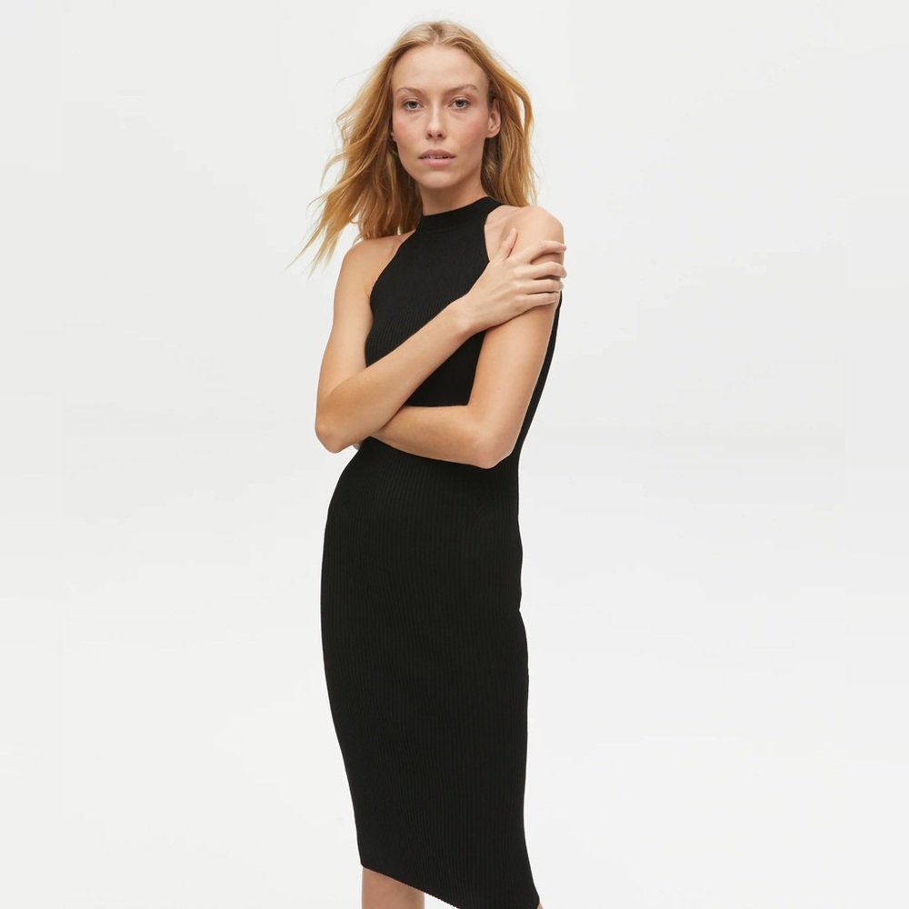 Micheal Stars Black High Neck Gisele Knit Midi Dress